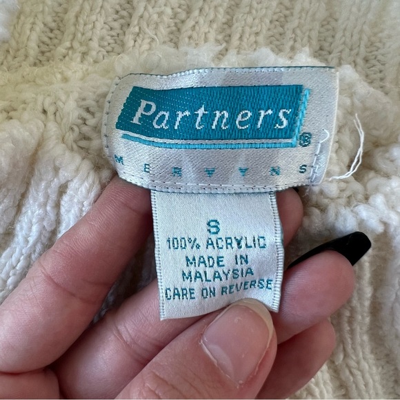 Vintage Mervyns White Cable Knit Turtleneck Pullover Sweater Size Small Preppy - Picture 5 of 6